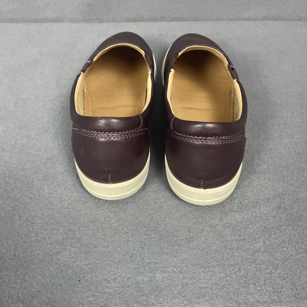 Hotter Slip On Loafer Shoe Women 9 Violet Plum Leather Flat Comfy Boho Casual - Picture 7 of 16